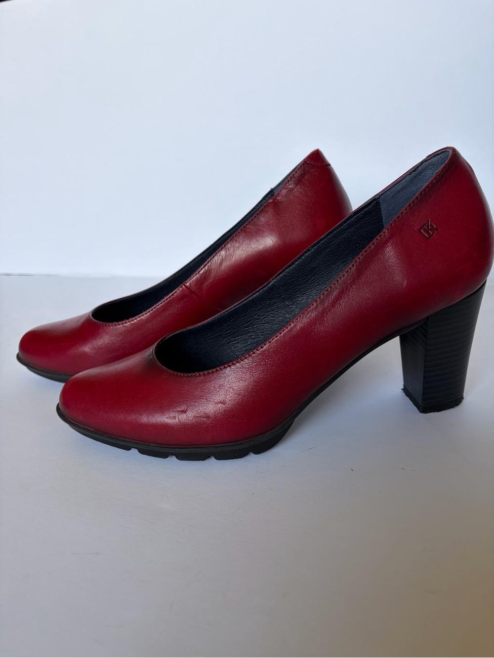 Dorking by Fluchos Blesa Red Leather Platform Pump Heel Size 39